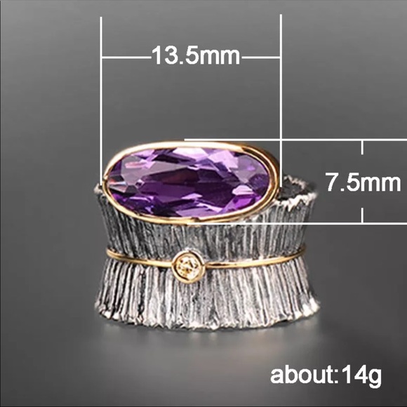 *NEW*Vintage Silver Filled Big Cool Amethyst Ring - Picture 5 of 5